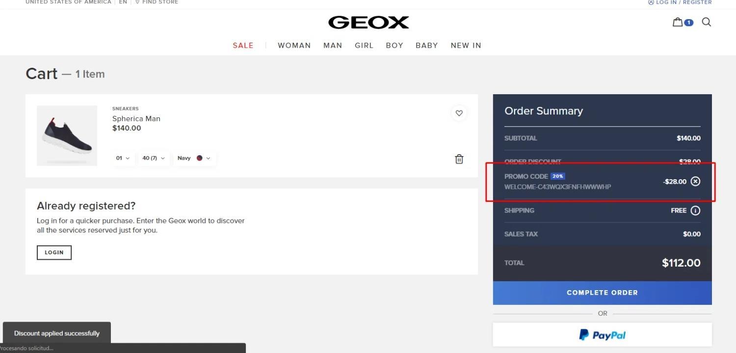 How to apply Geox coupon code
